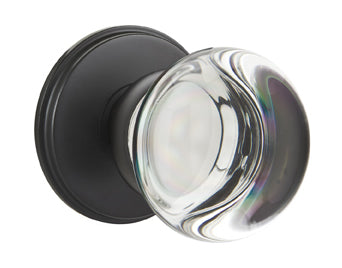 Emtek Providence Crystal Knob with Watford Rosette Flat Black Finish