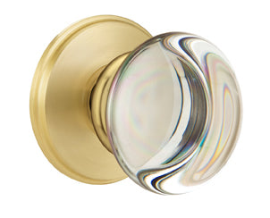Emtek Providence Crystal Knob with Watford Rosette Satin Brass