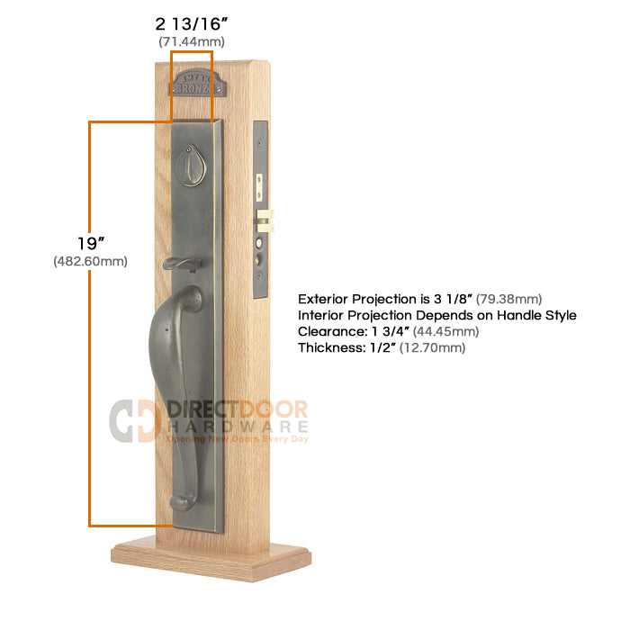 Emtek Rectangular Full Length Mortise Entrance Handleset