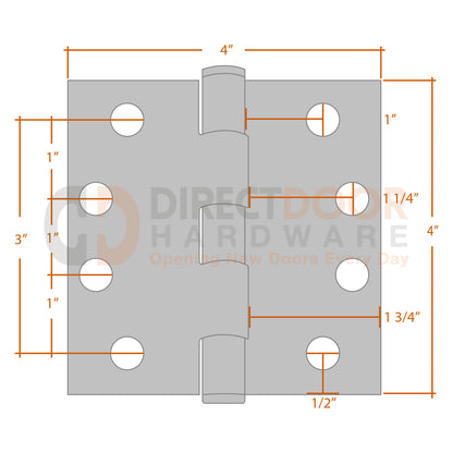 Measurements for Emtek 9811432D 4x4 Door Hinge - Square Corners