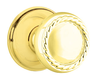 Emtek Rope Knob with Watford Rosette in Lacquered Brass