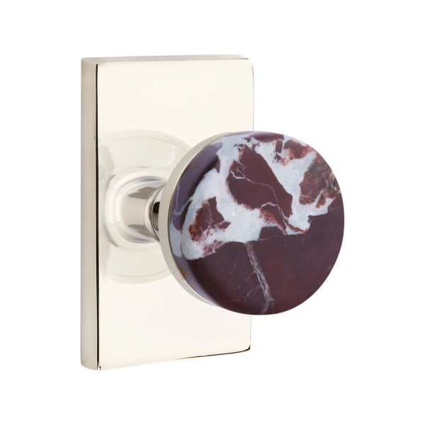 Emtek Rosso Levanto Interior Mortise Knob with Modern Rectangular Rosette