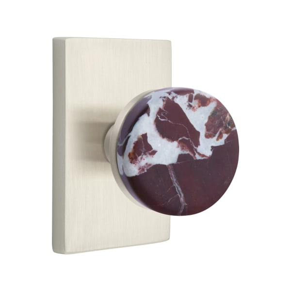 Emtek Rosso Levanto Interior Mortise Knob with Modern Rectangular Rosette