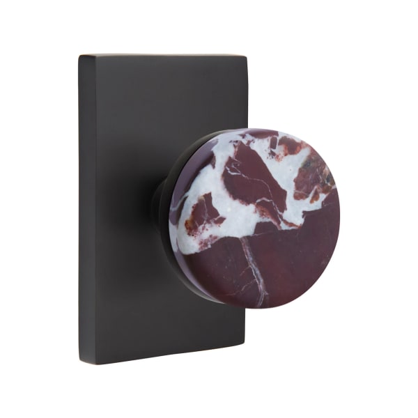 Emtek Rosso Levanto Interior Mortise Knob with Modern Rectangular Rosette