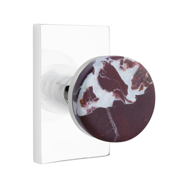 Emtek Rosso Levanto Interior Mortise Knob with Modern Rectangular Rosette
