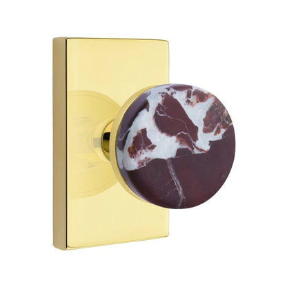 Emtek Rosso Levanto Interior Mortise Knob with Modern Rectangular Rosette