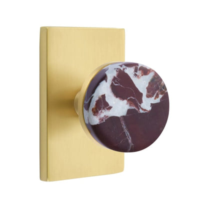 Emtek Rosso Levanto Interior Mortise Knob with Modern Rectangular Rosette