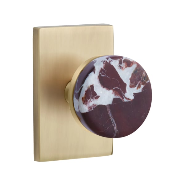 Emtek Rosso Levanto Interior Mortise Knob with Modern Rectangular Rosette