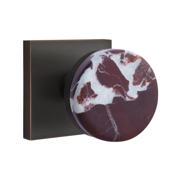 Emtek Rosso Levanto Interior Mortise Knob with Square Rosette