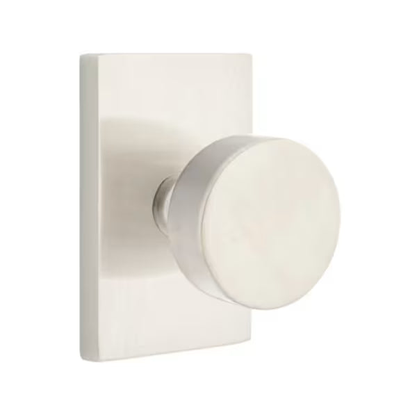 Emtek Round Interior Mortise Knob with Modern Rectangular Rosette