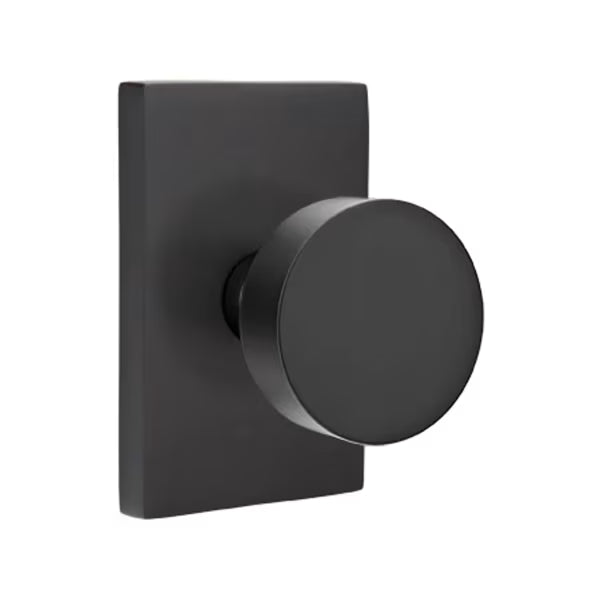 Emtek Round Interior Mortise Knob with Modern Rectangular Rosette