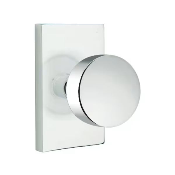 Emtek Round Interior Mortise Knob with Modern Rectangular Rosette
