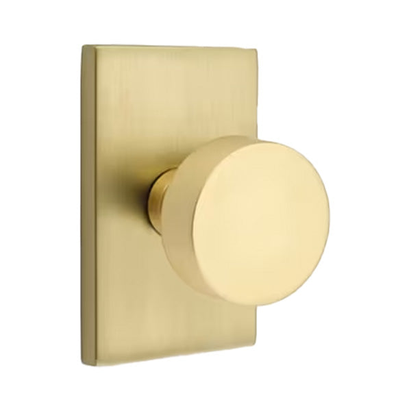 Emtek Round Interior Mortise Knob with Modern Rectangular Rosette