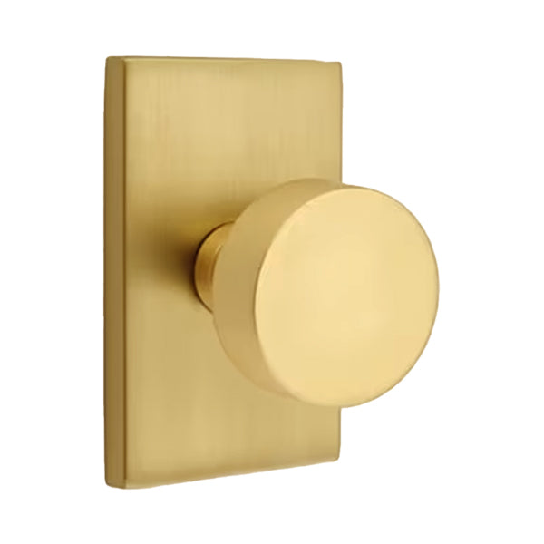 Emtek Round Interior Mortise Knob with Modern Rectangular Rosette