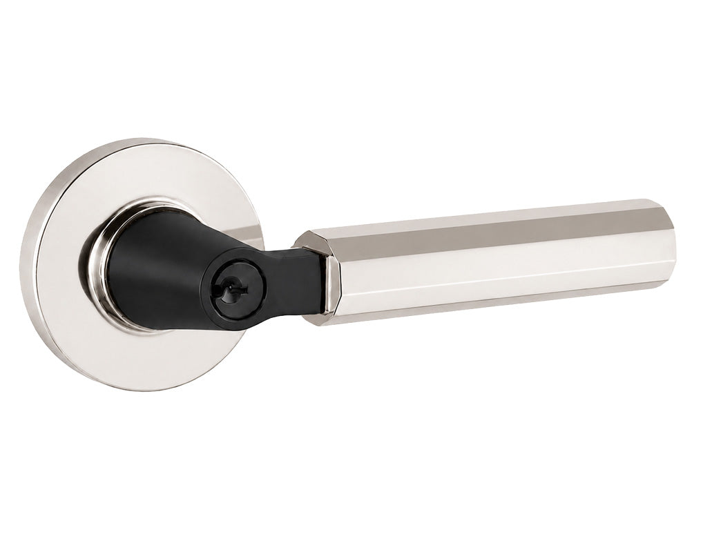 Emtek Select - Customizable Faceted L-Square Keyed Entrance Lever with Disk Rosette