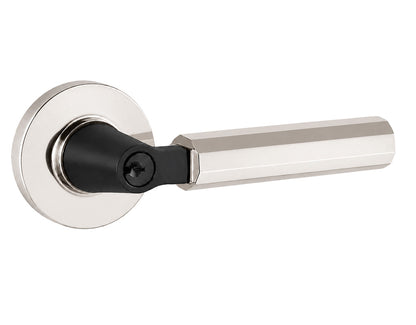 Emtek Select - Customizable Faceted L-Square Keyed Entrance Lever with Disk Rosette