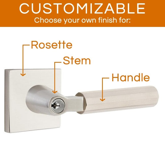 Emtek Select - Customizable Faceted L-Square Keyed Entrance Lever with Square Rosette