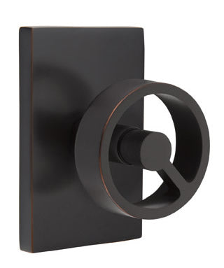 Emtek Spoke Door Knob with Modern Rectangular Rosette