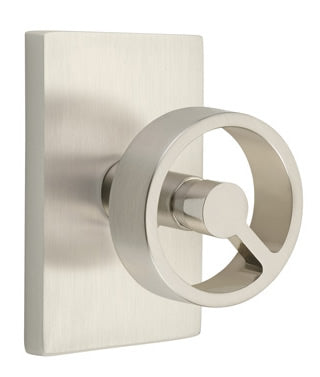 Emtek Spoke Door Knob with Modern Rectangular Rosette