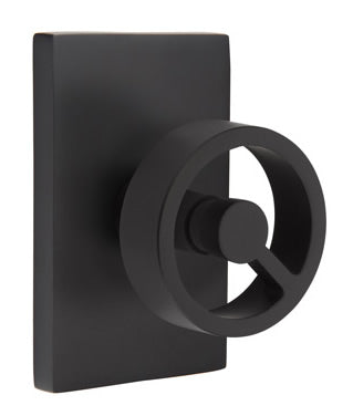 Emtek Spoke Interior Mortise Knob with Modern Rectangular Rosette