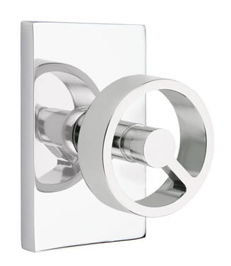 Emtek Spoke Door Knob with Modern Rectangular Rosette
