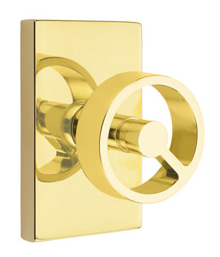 Emtek Spoke Interior Mortise Knob with Modern Rectangular Rosette