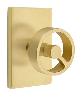 Emtek Spoke Interior Mortise Knob with Modern Rectangular Rosette