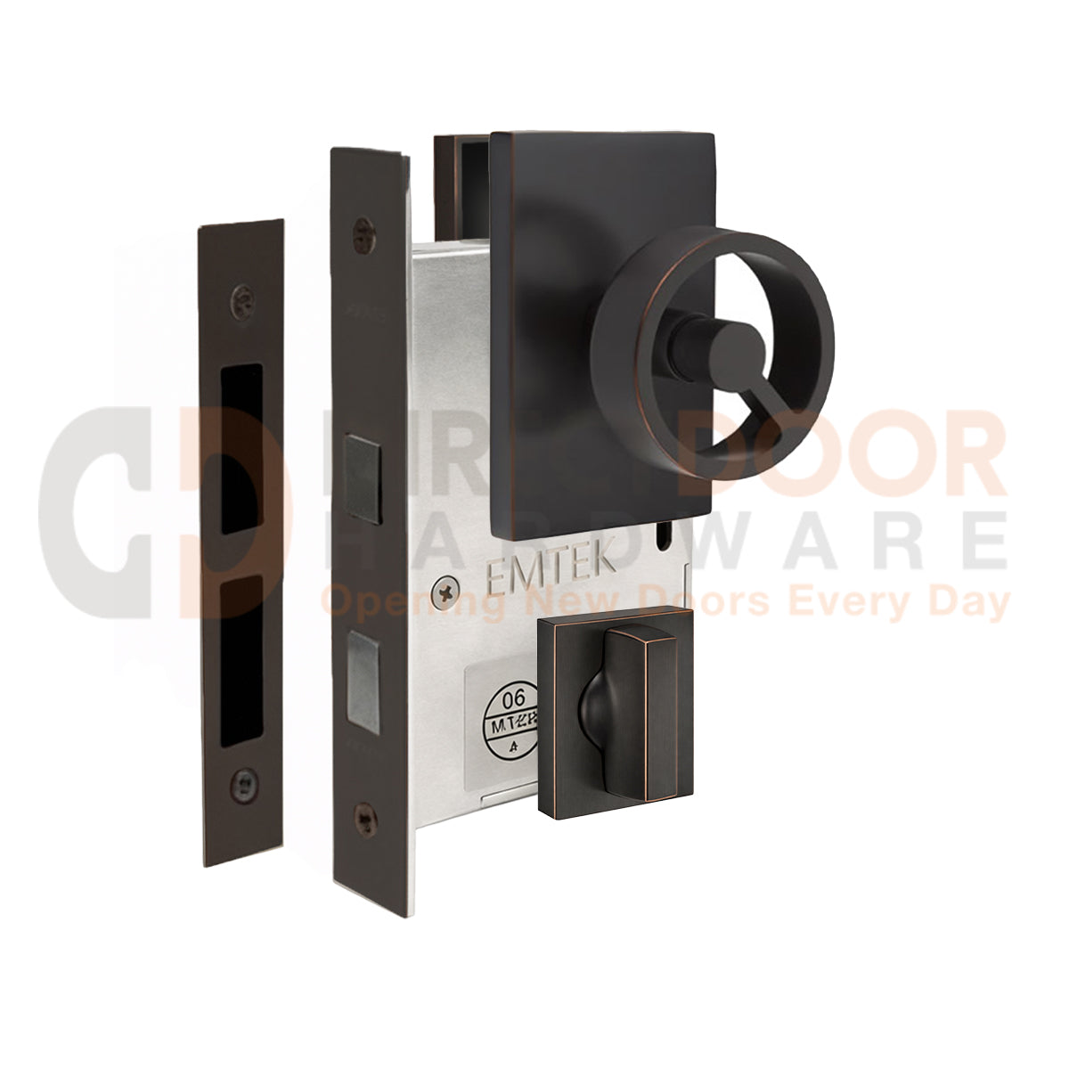 Emtek Spoke Door Knob with Modern Rectangular Rosette