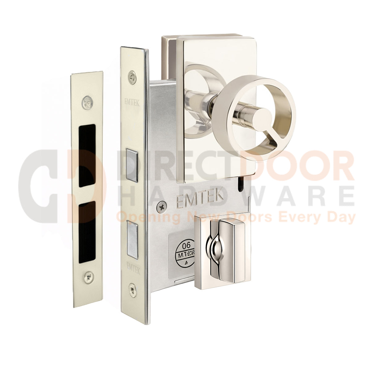 Emtek Spoke Door Knob with Modern Rectangular Rosette