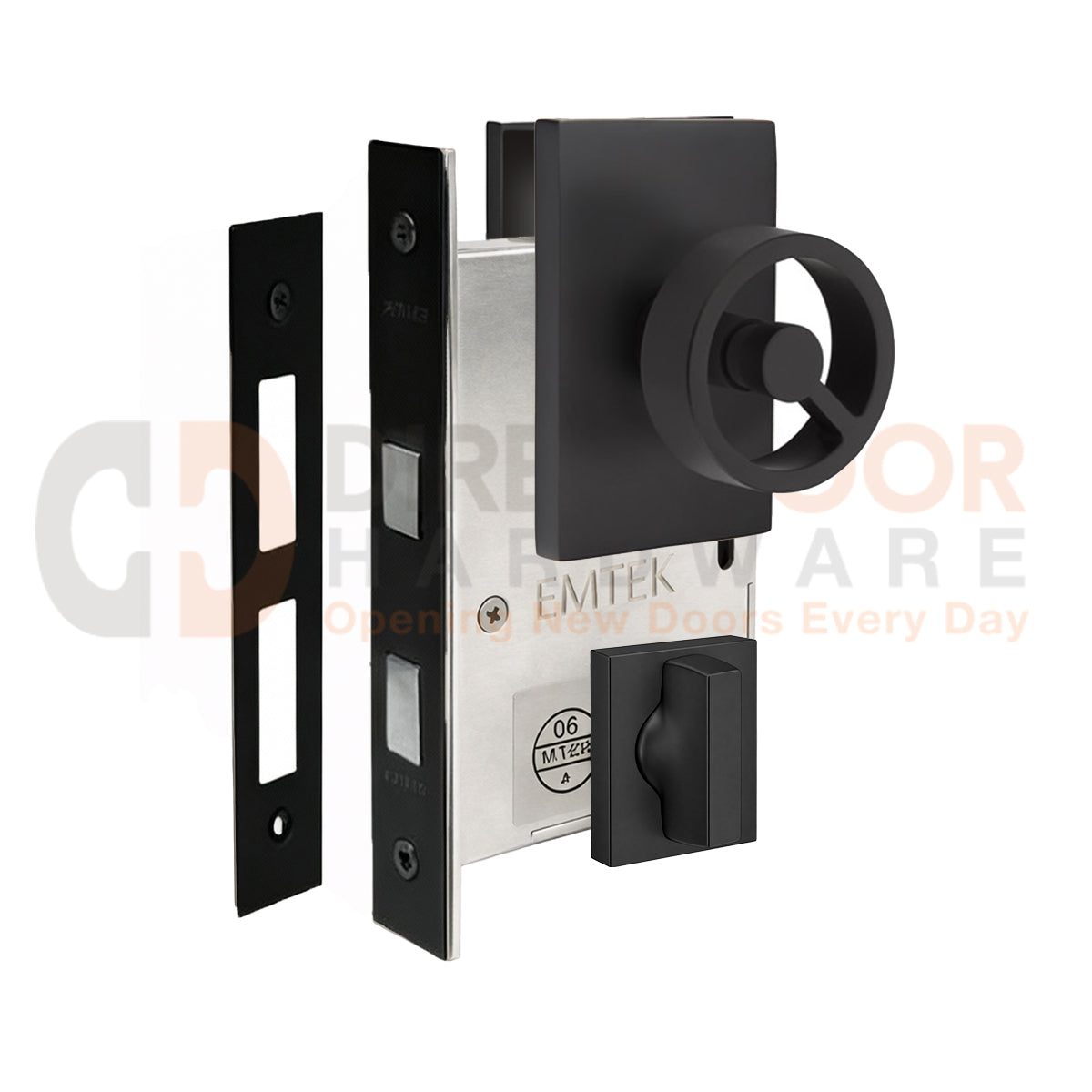 Emtek Spoke Door Knob with Modern Rectangular Rosette