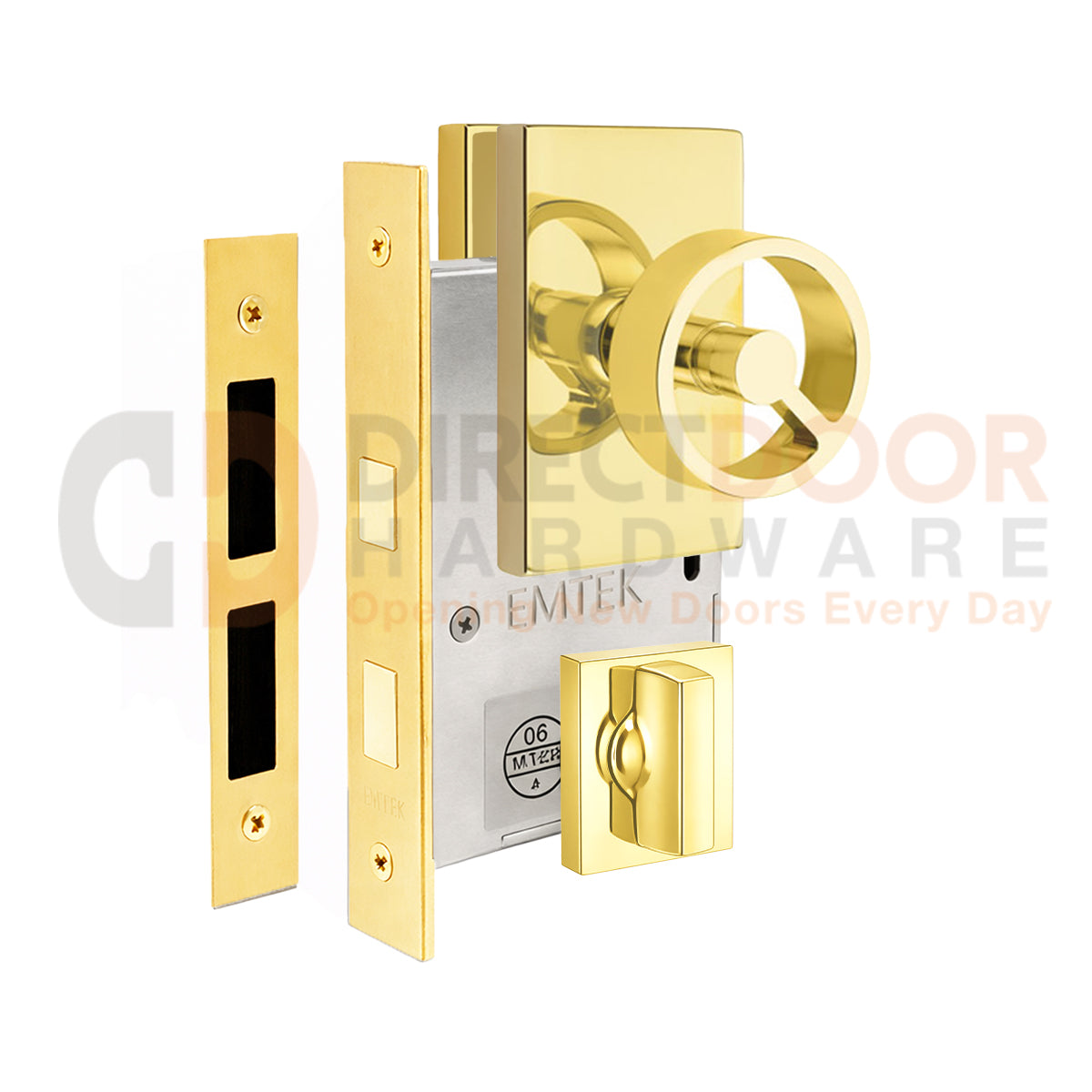 Emtek Spoke Door Knob with Modern Rectangular Rosette