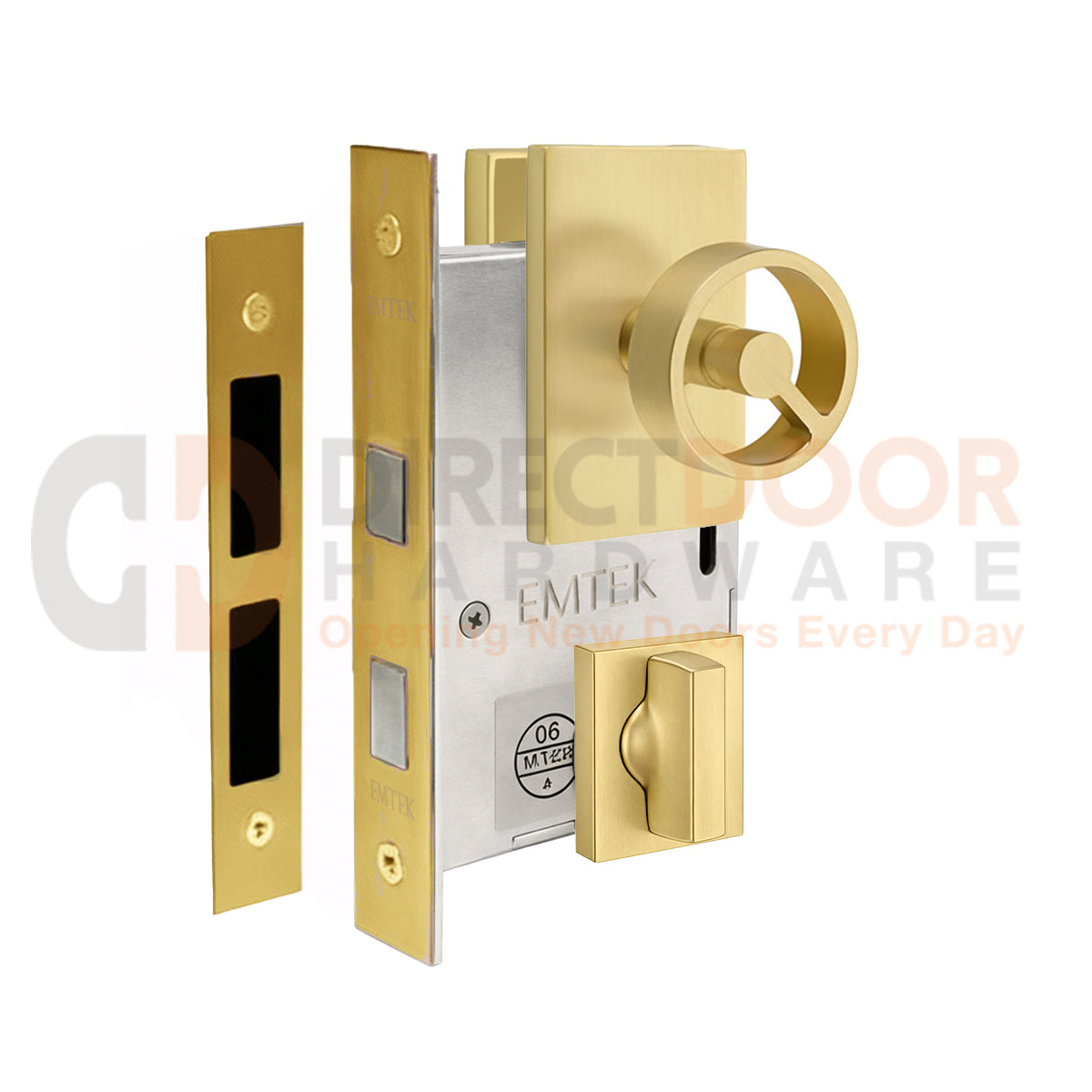 Emtek Spoke Door Knob with Modern Rectangular Rosette