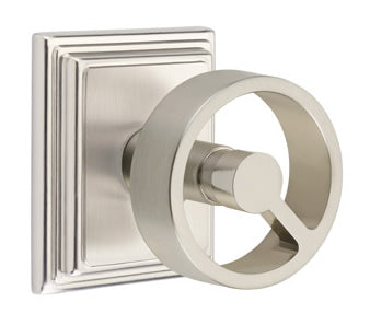 Emtek Spoke Knob with Wilshire Rosette - Satin Nickel