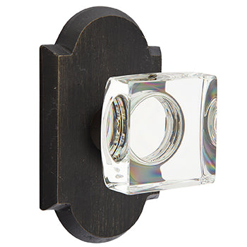 Emtek Square Crystal Knob with Sandcast Style 1 Rosette
