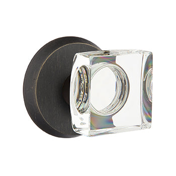 Emtek Square Crystal Knob with Sandcast Style 2 Rosette
