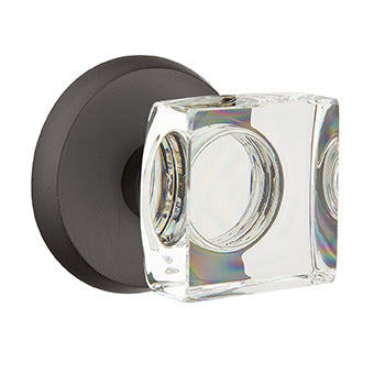 Emtek Square Crystal Knob with Sandcast Style 2 Rosette