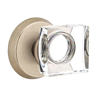 Emtek Square Crystal Knob with Sandcast Style 2 Rosette