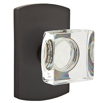 Emtek Square Crystal Knob with Sandcast Style 4 Rosette