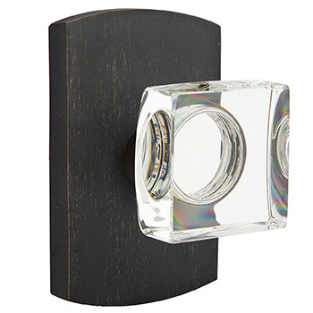 Emtek Square Crystal Knob with Sandcast Style 4 Rosette