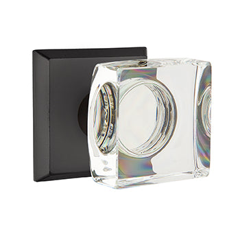 Emtek Square Crystal Knob with Sandcast Style 6 Rosette