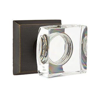 Emtek Square Crystal Knob with Sandcast Style 6 Rosette