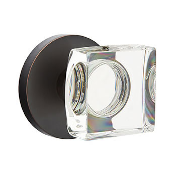 Emtek Square Crystal Knob with Disk Rosette