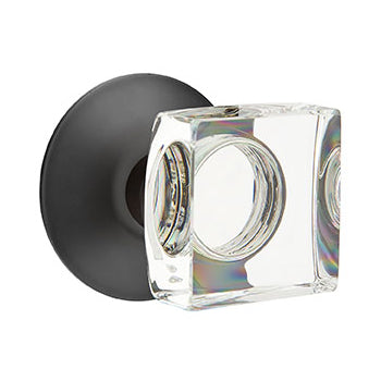 Emtek Square Crystal Knob with Modern Rosette - Oil Rubbed Bronze