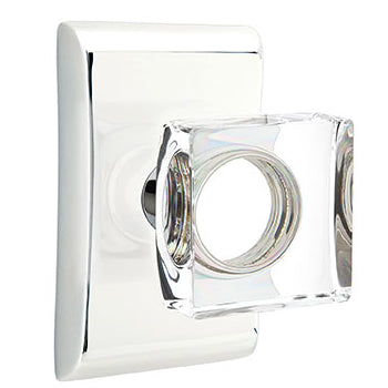 Emtek Square Crystal Knob with Neos Rosette - Oil Rubbed Bronze