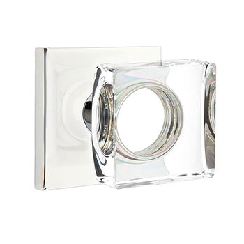 Emtek Square Crystal Knob with Square Rosette - Polished Chrome
