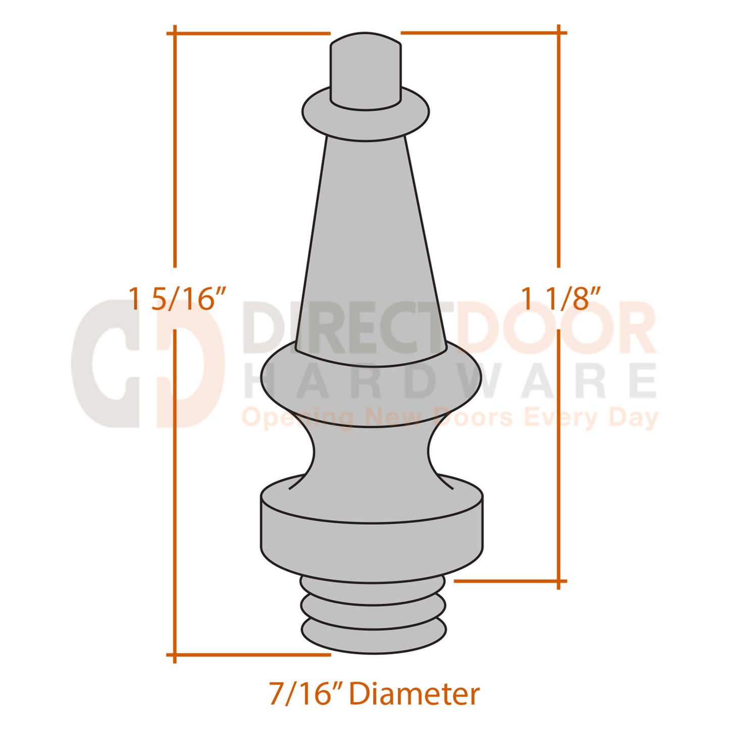 Measurements for Emtek Steeple Tip Sets