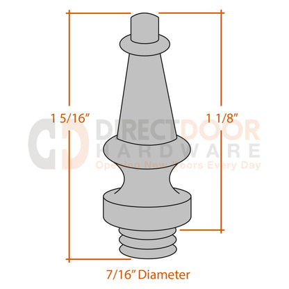 Measurements for Emtek Steeple Tip Sets