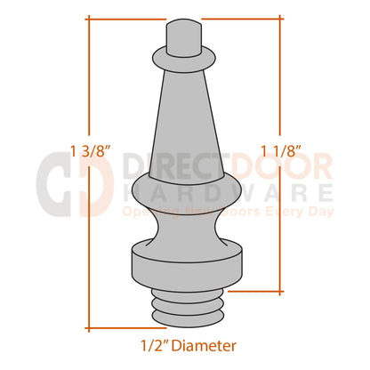 Measurements for Emtek Steeple Tip Sets