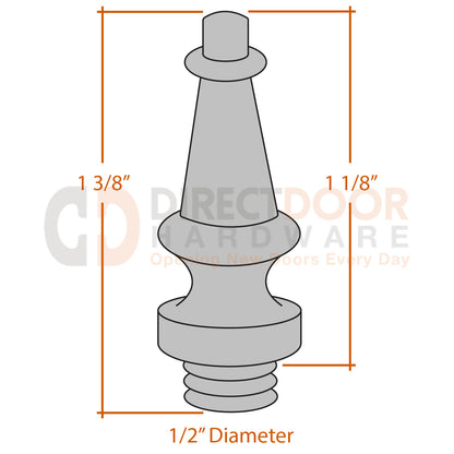 Measurements for Emtek Steeple Tip Sets