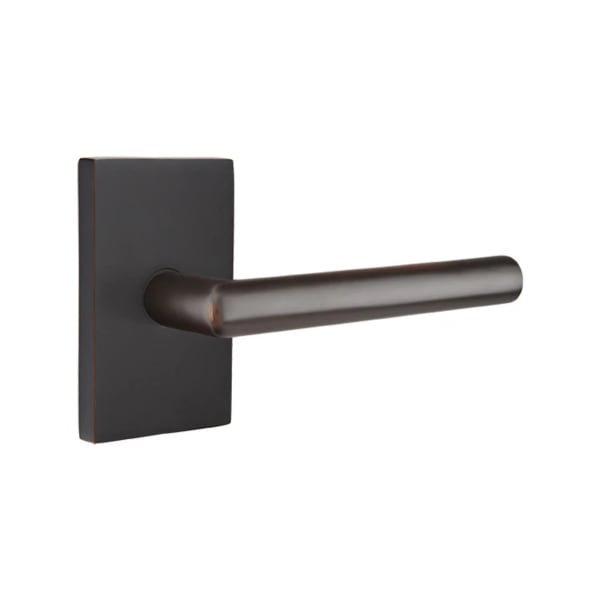 Emtek Stuttgart Interior Mortise Lever with Modern Rectangular Rosette